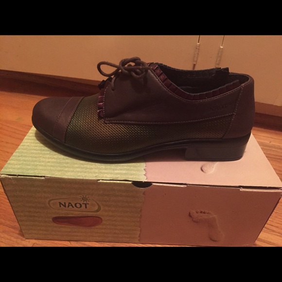 Naot Yama Rattle Snake Brown/bronze Ruffle Oxfords