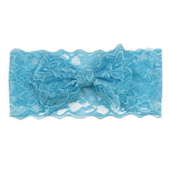 Toddler Girls Blue Lace Bow Headband