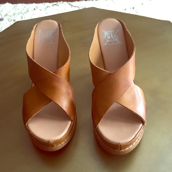 Worn once! Tan wedges