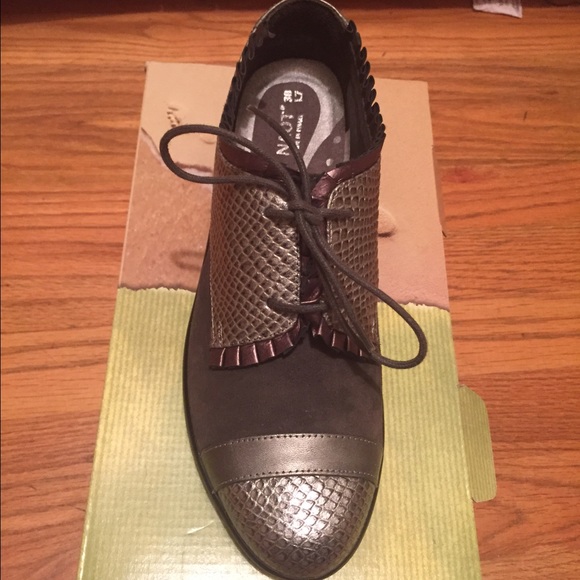 Naot Yama Grey Sterling Snake Suede Oxfords