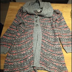 Free People Hooded Sweater with Buttons