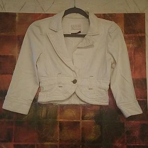 Guess White Crop Jacket Size S