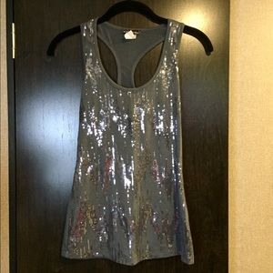 Body Central Gray Sequin Racerback Tank