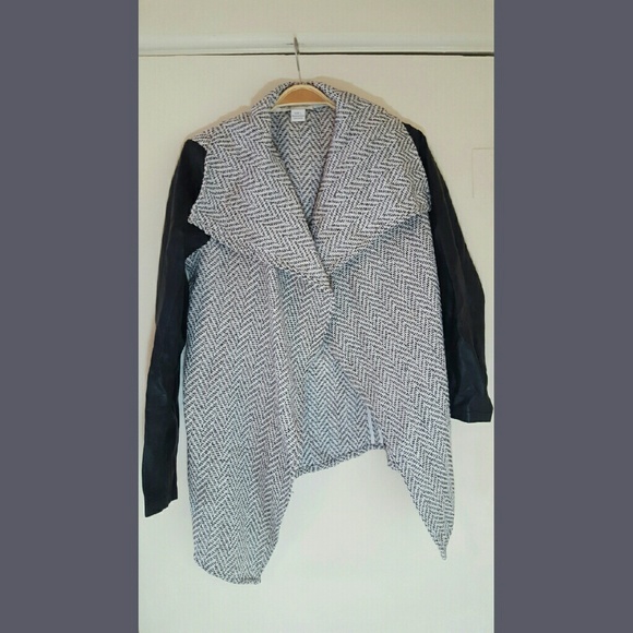 Nordstrom Herringbone Asymmetrical Open Cardigan