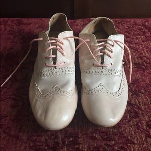 Pink leather oxfords