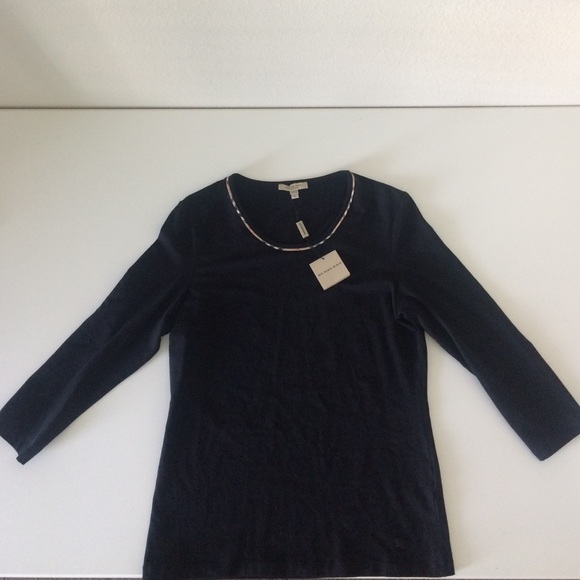 Burberry 3/4 Sleeve Round Neck Jersey Tee