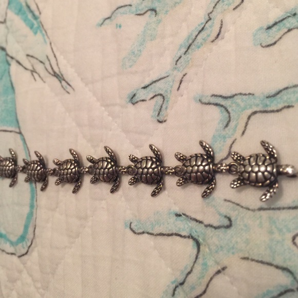 Solid Sterling Silver Turtle Bracelet - image 1