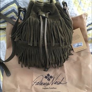Patricia Nash Suede Bronte Bucket crossbody fringe