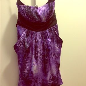 Purple & Black Leopard Print strapless dress