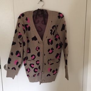 Urban outfitters pink leopard cardigan