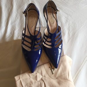 SJP cobalt blue patent leather ladies Heal size 40