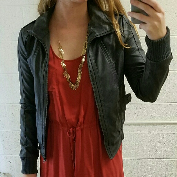 Faux grey leather jacket - Picture 3 of 4