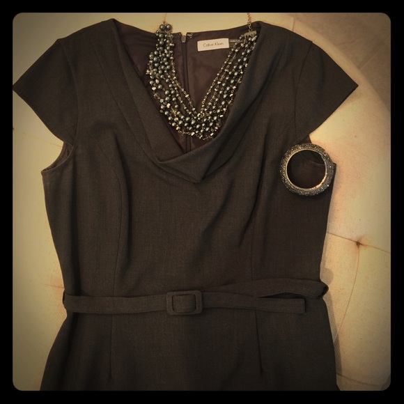 Sheath drape collar dress