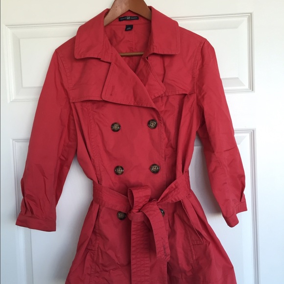 Red GAP trench coat
