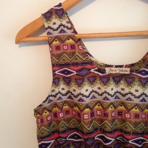 Western print dress, layer under a cardigan!