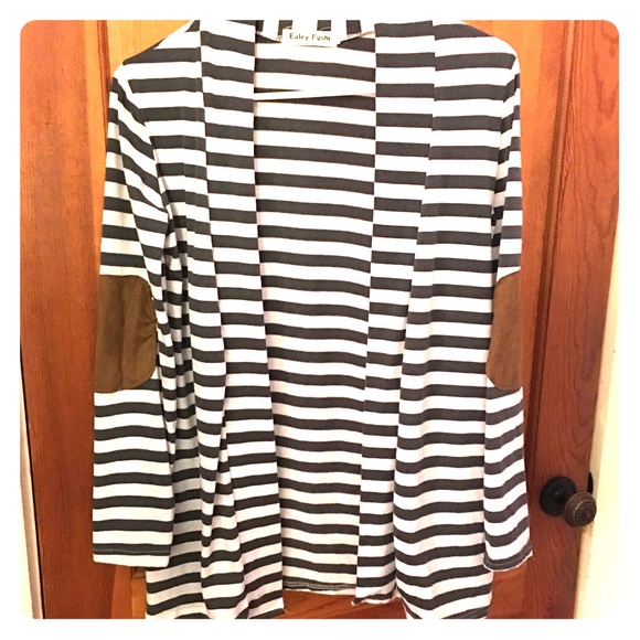 Striped sweater with elbow patches