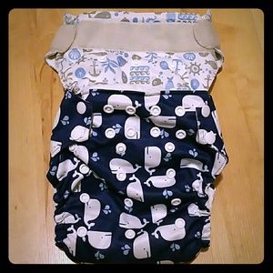 Cloth baby diapers all in one. Nautical.