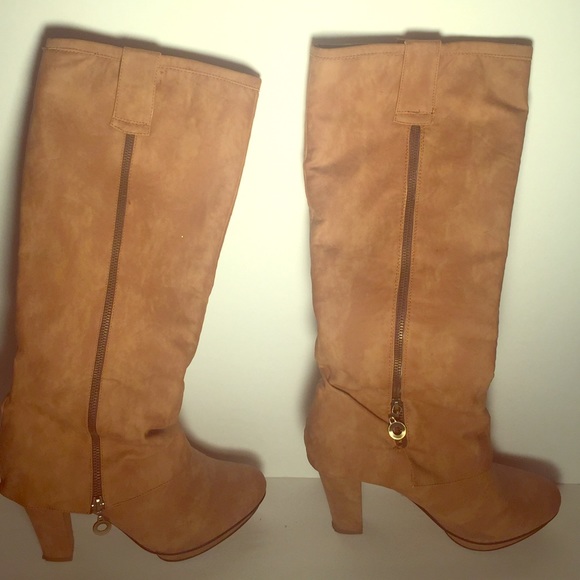Sueded tan tall boots