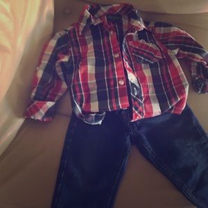 Lucky Brand shirt and jean set for boys