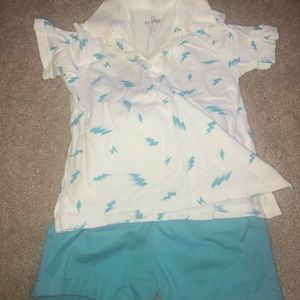 Half button up shirt & shorts