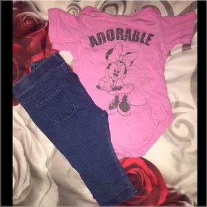 Disney brand one piece with jeans of a diff brand
