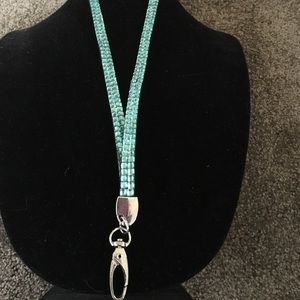 Light Blue Glittery Lanyard ID Holder.