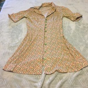Vintage 70s floral mini button up shirt dress