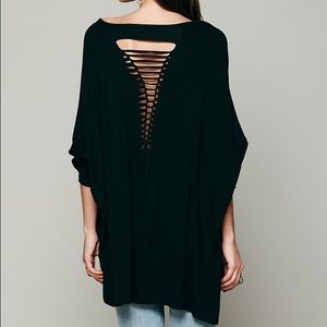 Free People Black Axel Caplet Top, OS