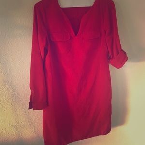 Red shirt dress