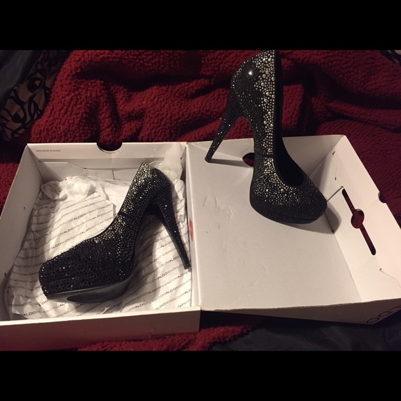 ALDO sparkly black heels