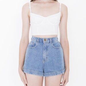 Light Wash High-Waist Jean Cuff Short