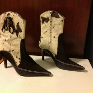 Brown and White Calf Hair Boots