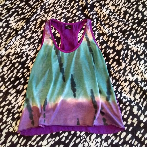 Flowy Top With Tie Dye Front And Silky Racerback ☮️ - Picture 1 of 3