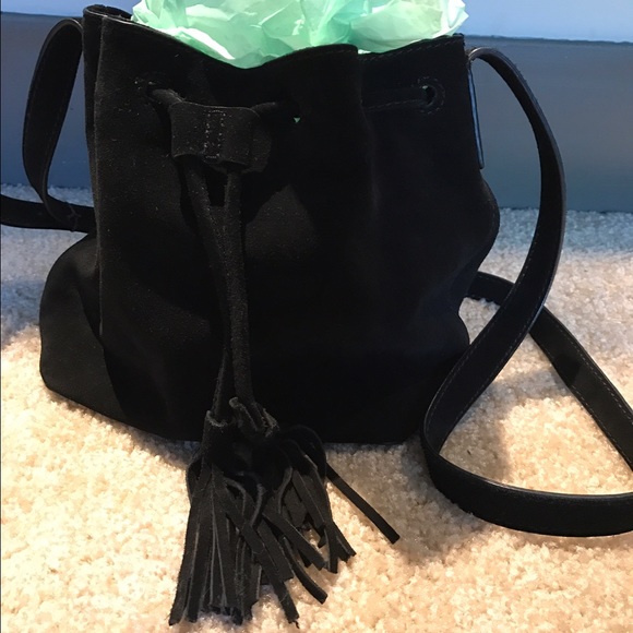 Black J.Crew suede bucket bag