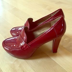 Beautiful glossy red patent leather heels