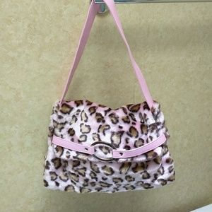 Isabella's Journey faux fur leopard print purse