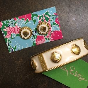 Lilly Pulitzer bangle and earrings - shell pattern
