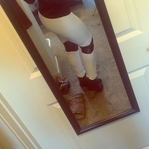 VS white pointe leggings with leather knee patches