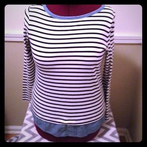LOFT Striped long sleeve shirt size large
