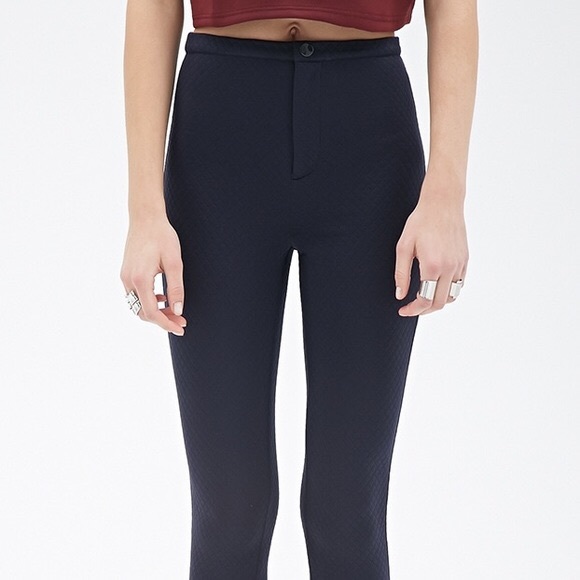 Navy Quilted Pants / Leggings - Picture 2 of 4