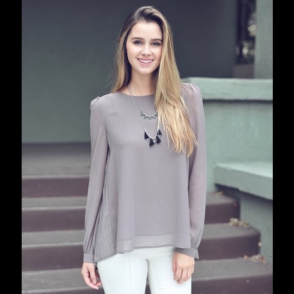 pleated high low blouse