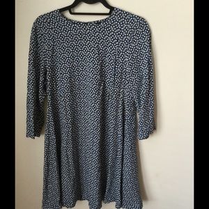 H&M printed quarter sleeves blue dress.
