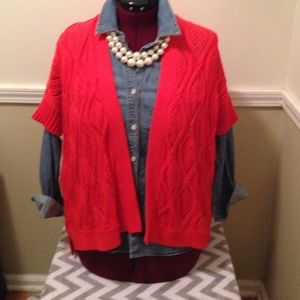 LOFT orange sweater vest cardigan size small