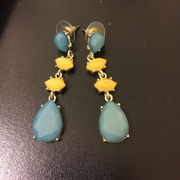 Blue and Yellow Drop Earrings