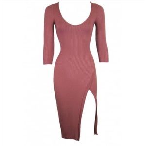 May Print Berry High Split Ripped Dress - REPOSH