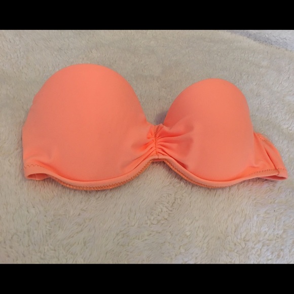 orange strapless bathing suit top