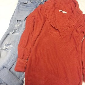 Old Navy - Shawl Neck Pullover Sweater - Rust