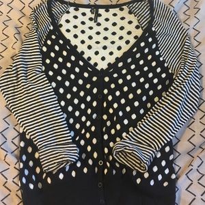 Black and white multi print cardigan