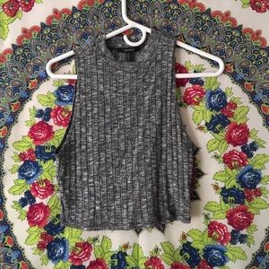 Gray high neck crop top