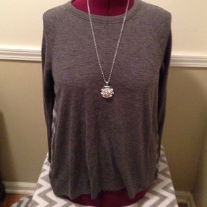 LOFT gray front plaid back tunic size large